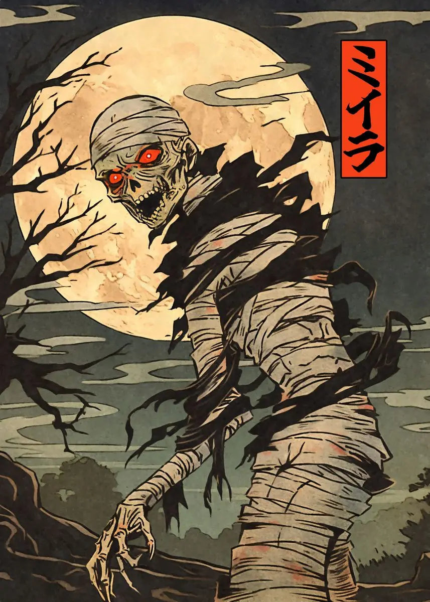Home Decor Japanese Rising Skeletons Poster — Creepy Ghost Zombie Halloween Canvas Wall Art — view 8 of home decor