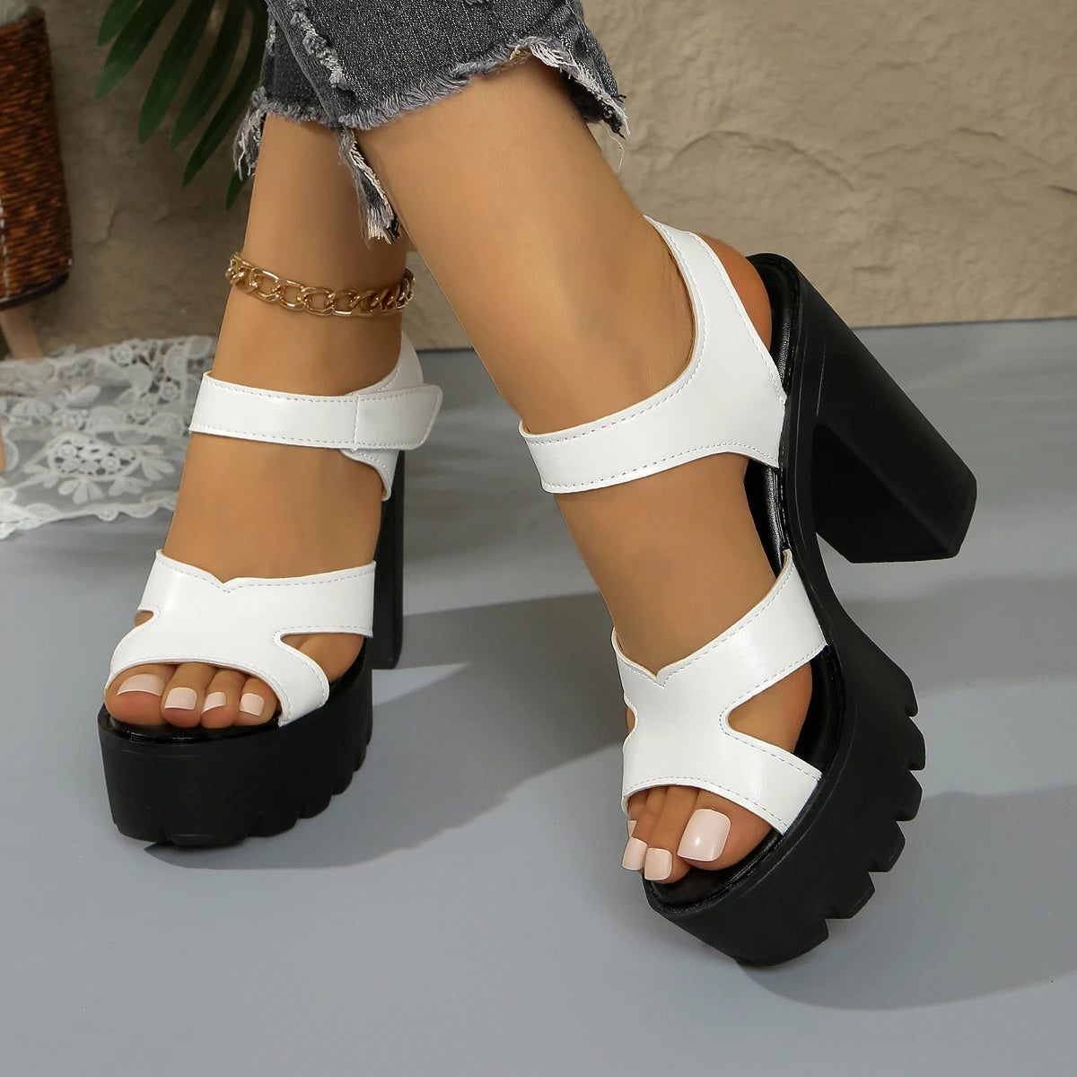 Sandals & Slides — Chunky Platform Super-High Heel Sandals, Bold Statement Heels — view 4 of sandals & slides