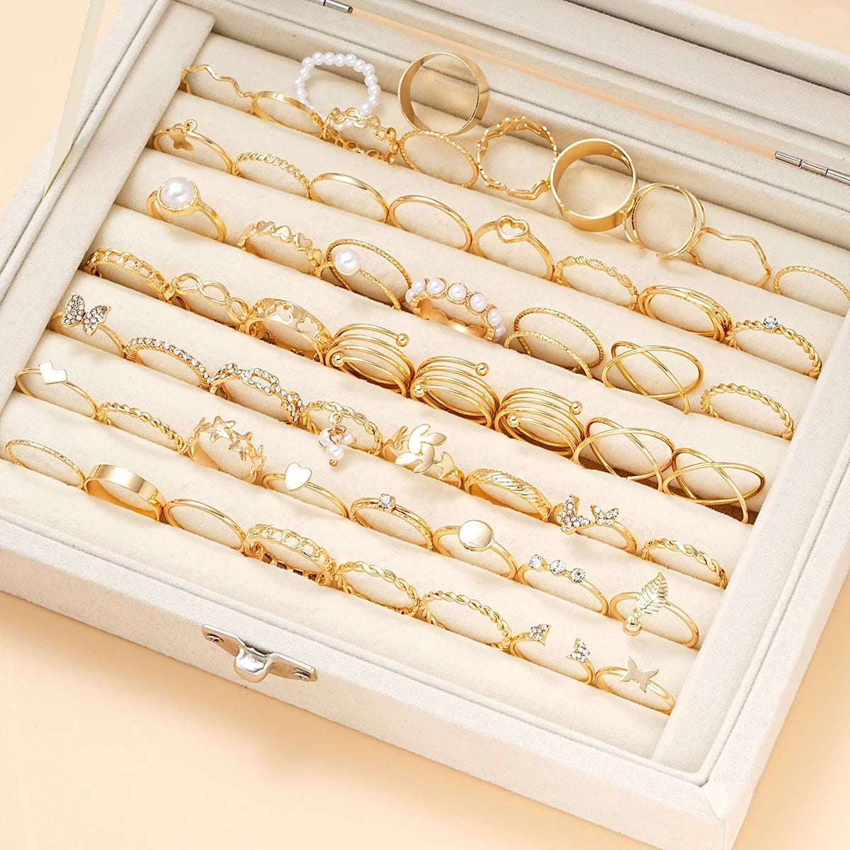 Women's 58PCS Vintage Ring Set — Heart Snake Butterfly Gold Plated Jewelry Gift — view 3 of jewelry