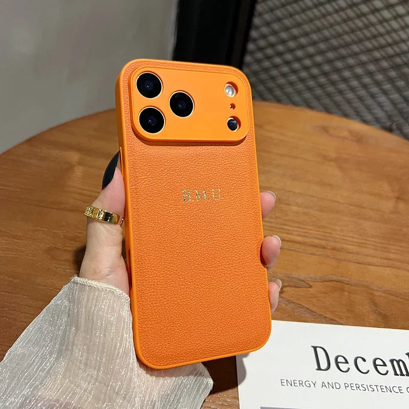 Personalized Gold Initial Leather Case for iPhone 11–17 Pro Max Custom Name — view 17 of phone cases