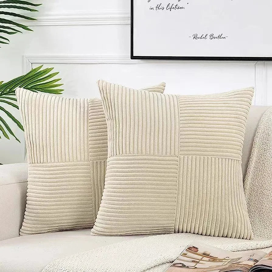 Rust Boho Corduroy Throw Pillow Cover &mdash; 18&times;18 in Terracotta Patchwork Accent Cushion — view 18 of cushion covers & pillow cases