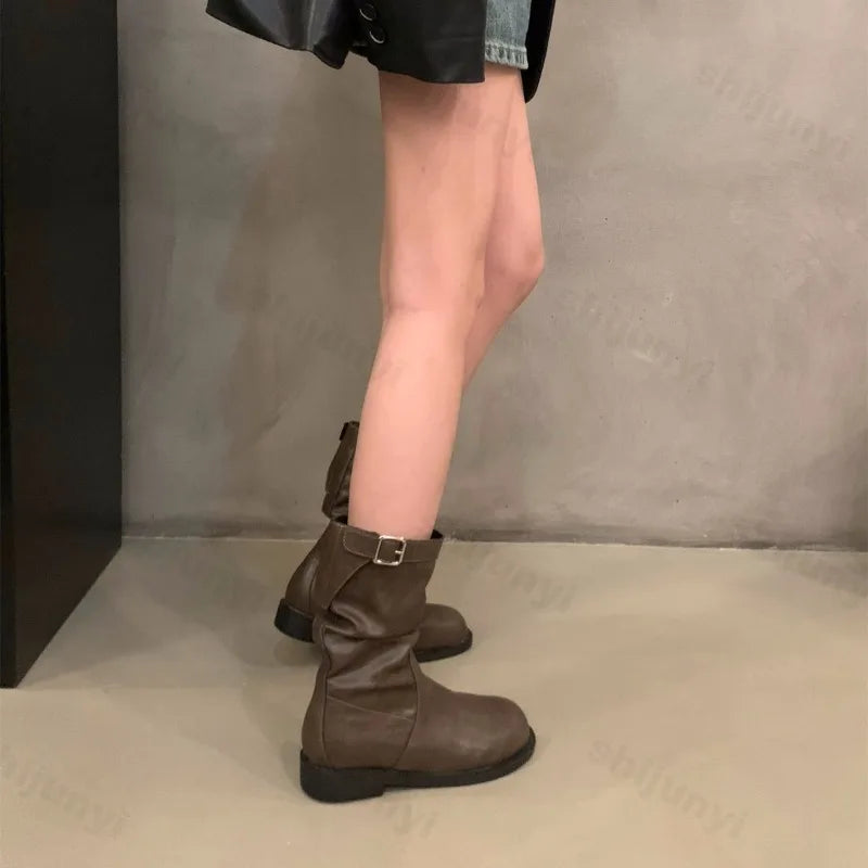 Women's Ankle Boots — Round-Toe Buckle Comfort Non-Slip Booties — view 3 of boots