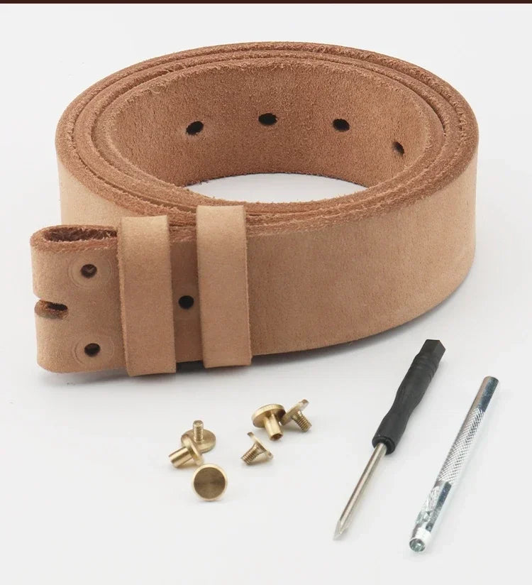Belts Genuine Whole-Cowhide Men's Leather Belt — Trimmed-Edge Heritage Retro Style — view 4 of belts