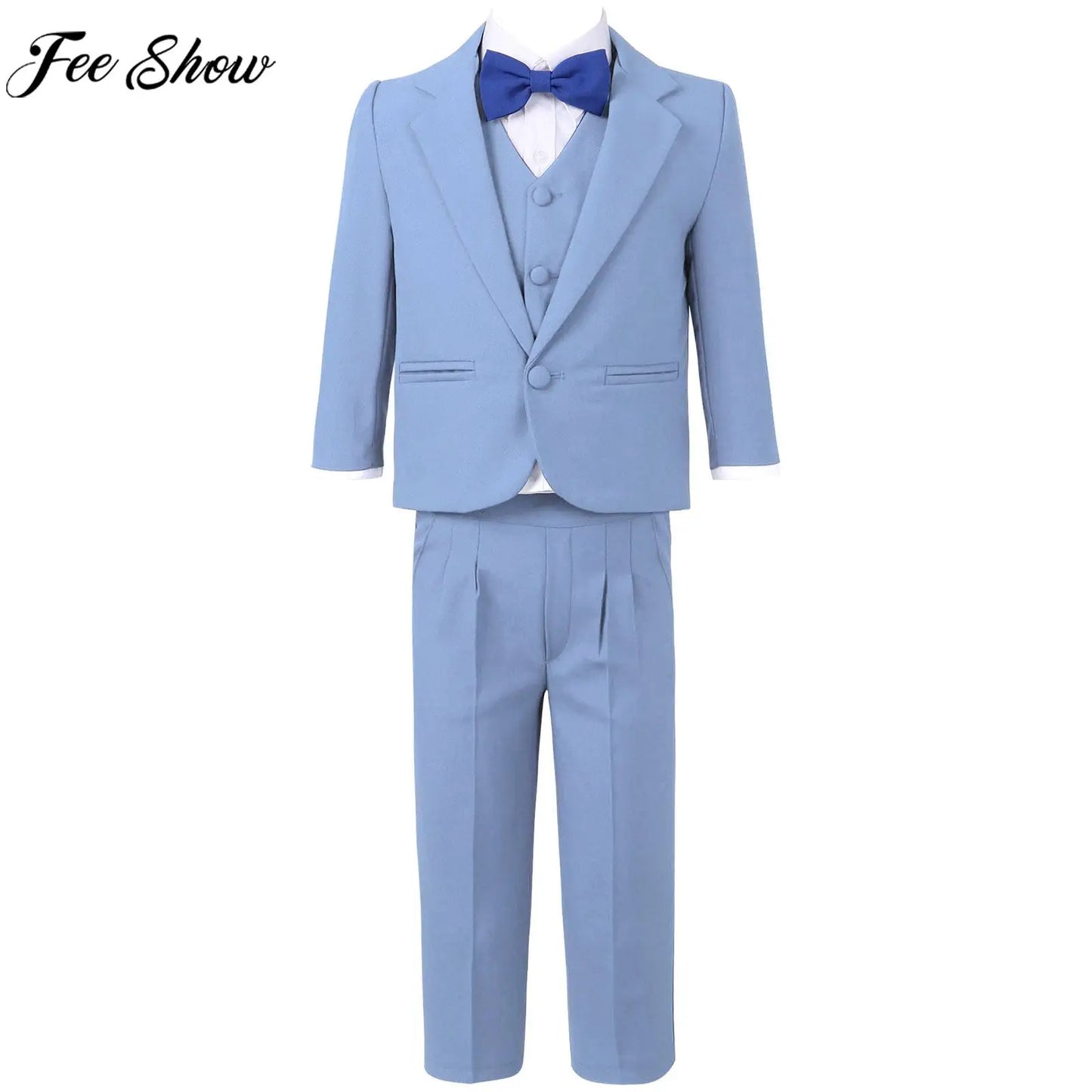 Baby Boys' 5-Piece Gentleman Suit – Formal Blazer, Shirt, Vest, Bow Tie & Pants