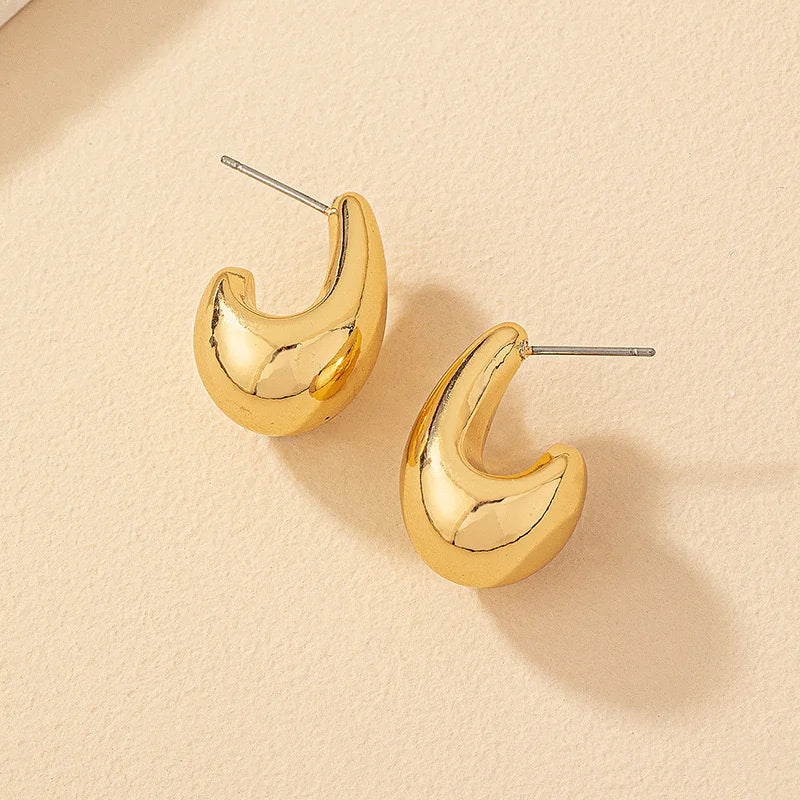 Women's Chunky Dome Drop Earrings — Gold Plated Vintage Teardrop Jewelry — view 3 of jewelry