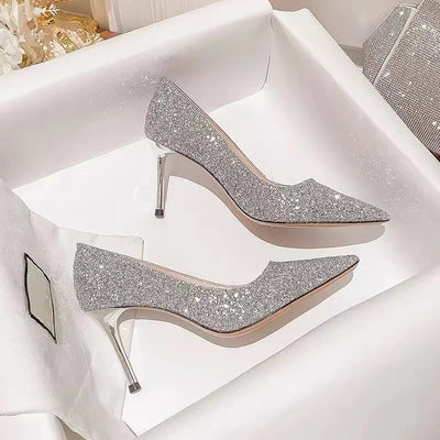 Heels & Pumps — Gold & Silver Designer Wedding Heels, Bridal Luxury Stiletto Pumps — view 1 of heels & pumps