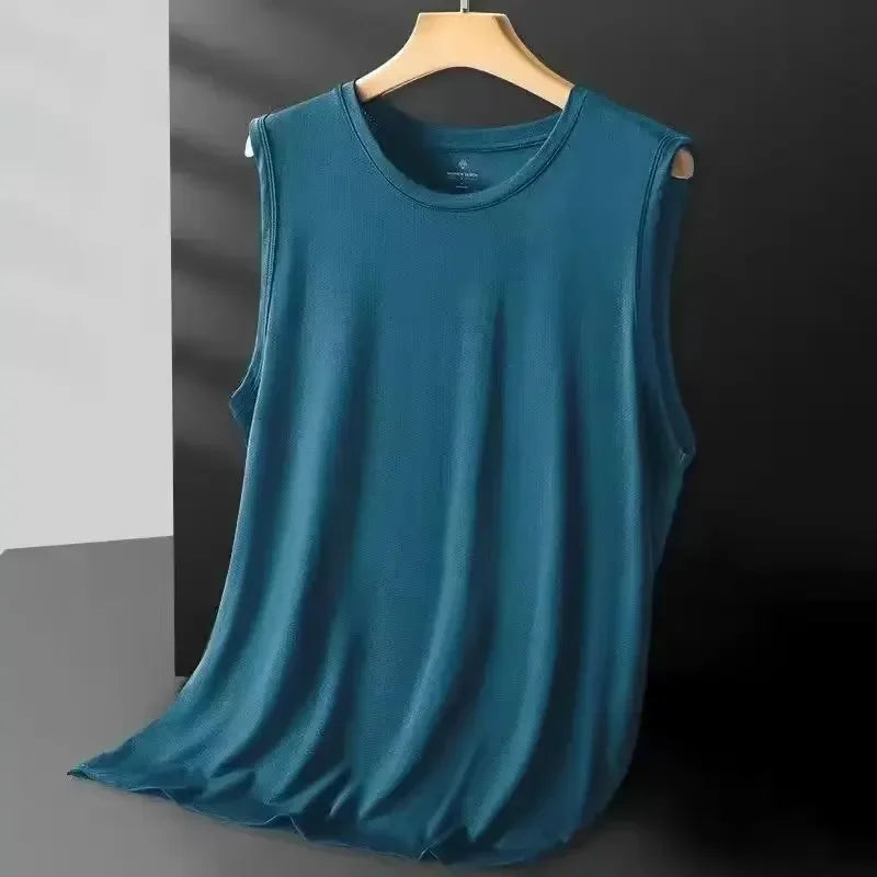 Men's Ice Silk Mesh Vest Lightweight Sports Summer Wear Sleeveless T-shirt Tank Top Casual Fashion Outerwear — view 7 of product