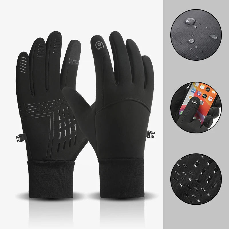 Cycling Gloves Autumn Winter Camping — Velvet Water-Repellent Touchscreen Anti-Slip Riding Gloves — view 8 of gloves