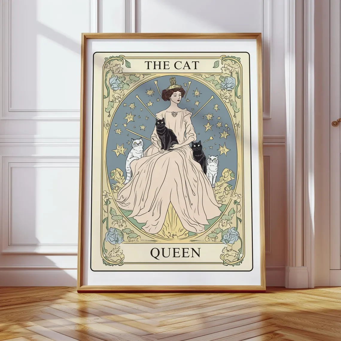Home Decor Cat Lady Tarot Print — Art Nouveau Wall Art, Vintage Cat Lovers Poster, Cat Mom Gift — view 8 of home decor