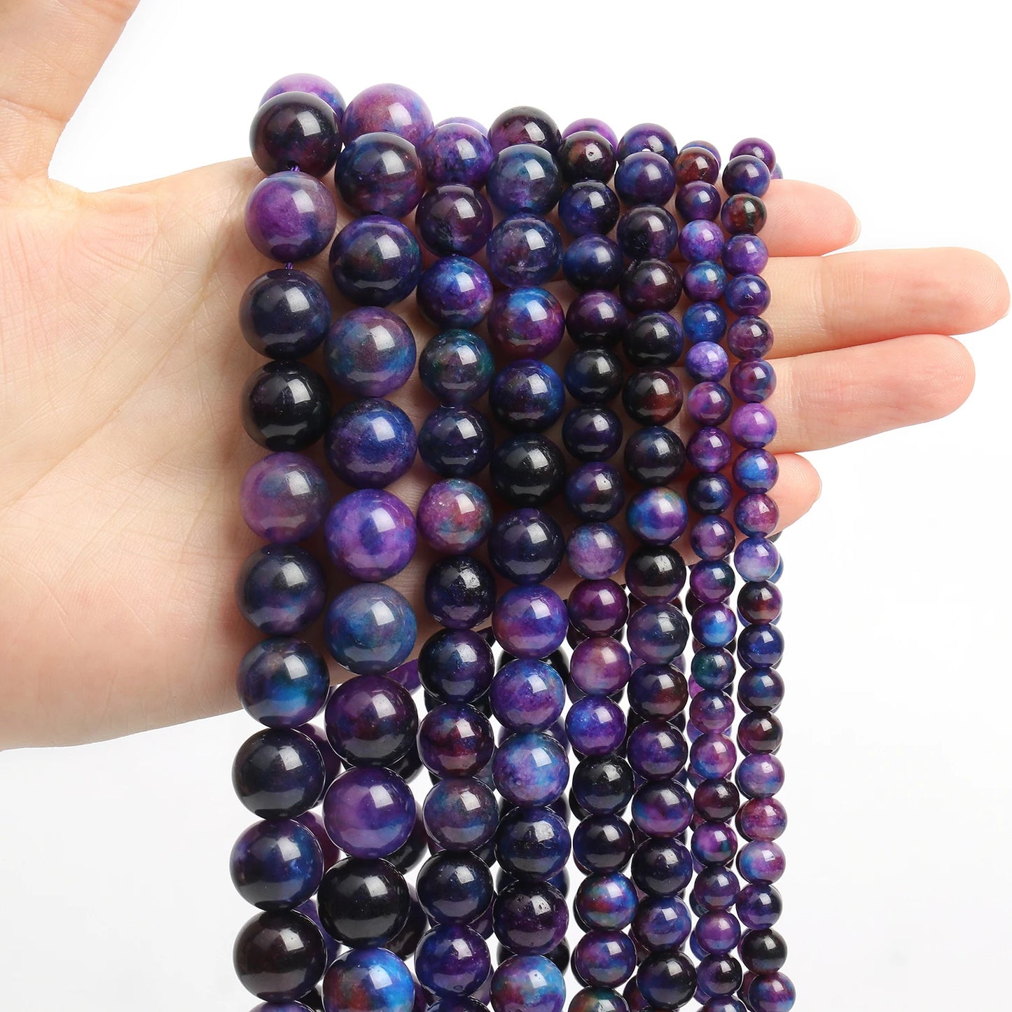 Pearl & Yooperlite Fire Sodalite Beads 15" — 8mm Glow Stone Strand for DIY Jewelry