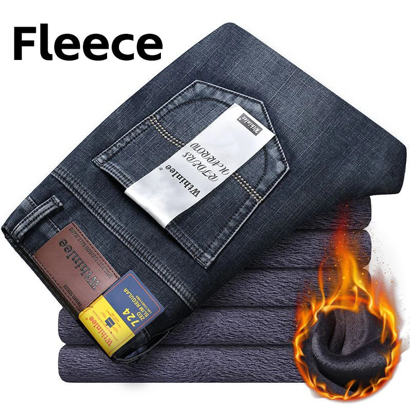 Wthinlee Men's Business Jeans — Stretch Straight Fit Classic Denim Trousers — view 9 of men's clothing