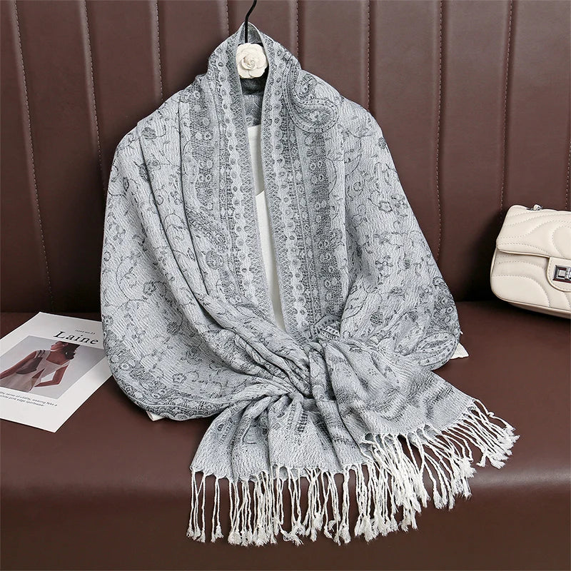 Pashmina Scarf in 58 Signature Shades — Cashmere-Feel Women's Tassel Shawl Wrap Color Stack