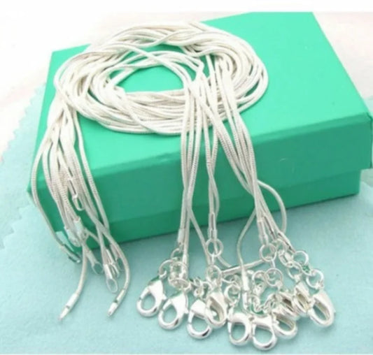 Unisex 925 Sterling Silver Snake Chain Necklace 10-Pack — 16-30in Wholesale Jewelry — view 1 of jewelry