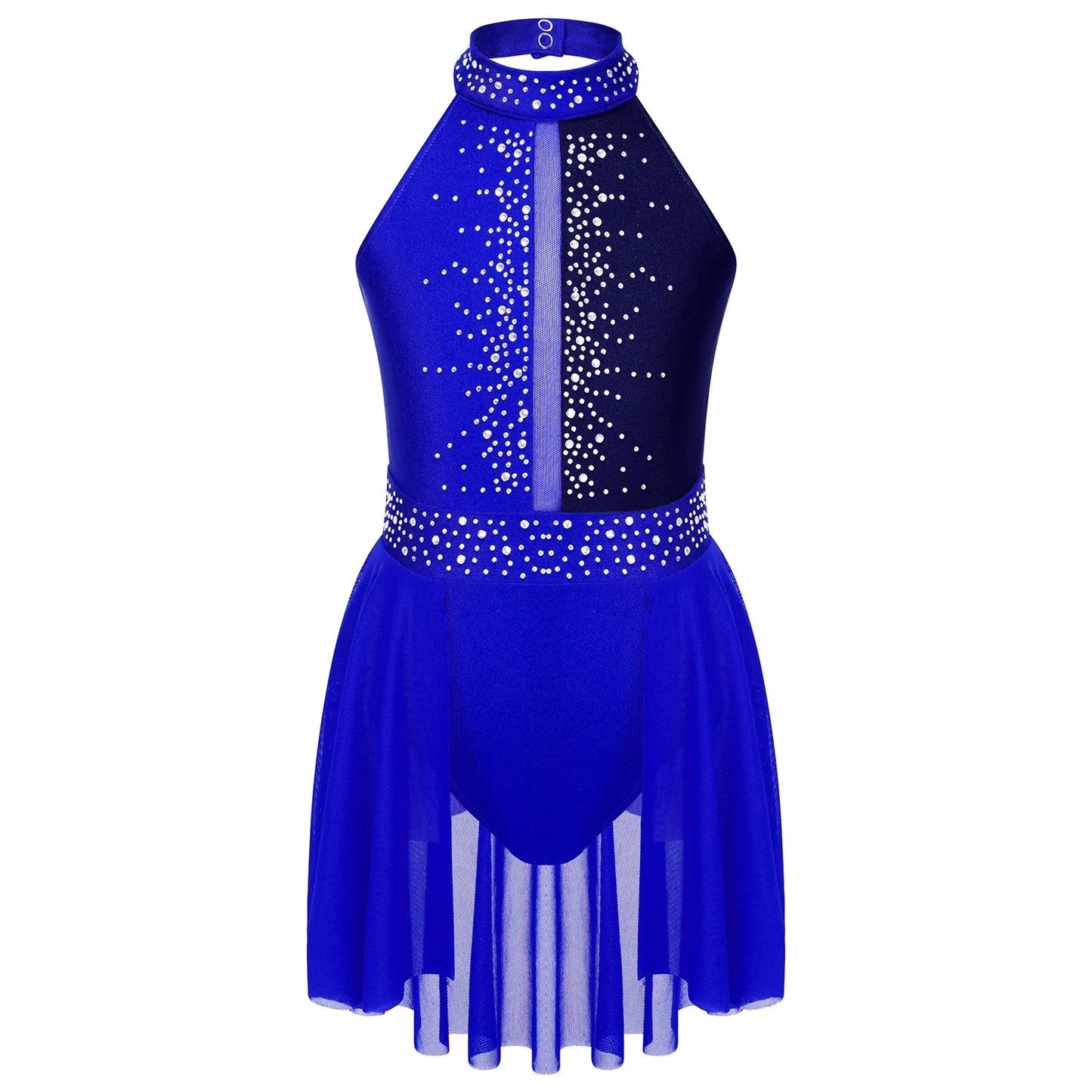 Girls Lyrical Dance Dress - Sleeveless Rhinestone Performance Leotard — view 10 of dance costumes