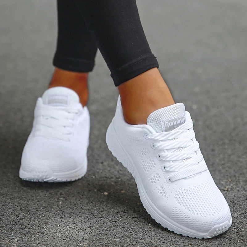 Women's Mesh Tennis Sneakers — Lace-Up Breathable Comfortable Trainers — view 4 of sneakers