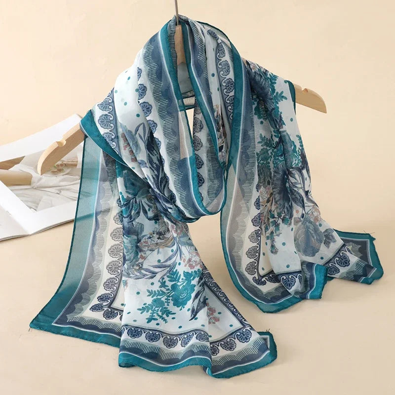 Printed Chiffon Scarf — Lightweight Sun-Protection Beach Shawl Wrap
