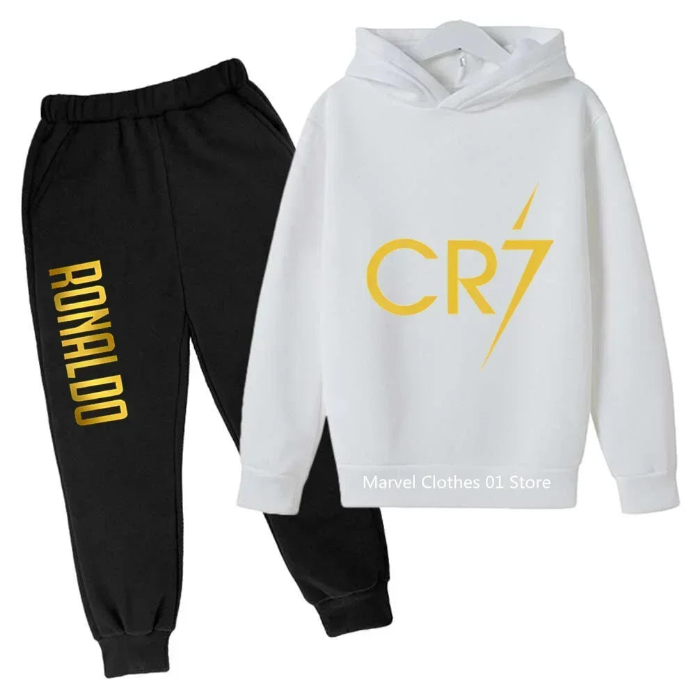 Cristiano Ronaldo CR7 Cosplay Costumes Kids Football Idol Hoodie Set Pants Kids Boys High Quality Tops Girls Clothing Sets