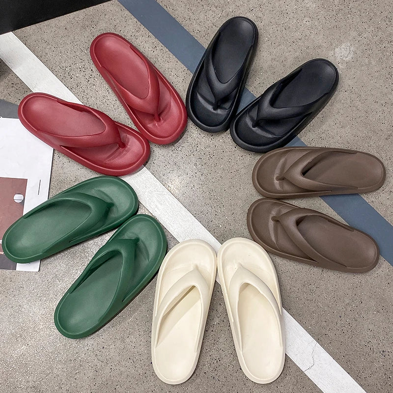 Summer Sandals Couples Flip-Flops — Thick-Sole Beach Slides for Him & Her — view 2 of summer sandals