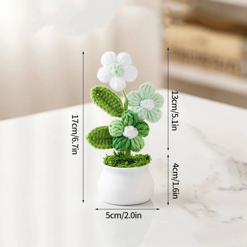 Home Decor Handmade Crochet Potted Plant — Cute Mini Faux Flower for Car, Desk & Office — view 9 of home decor