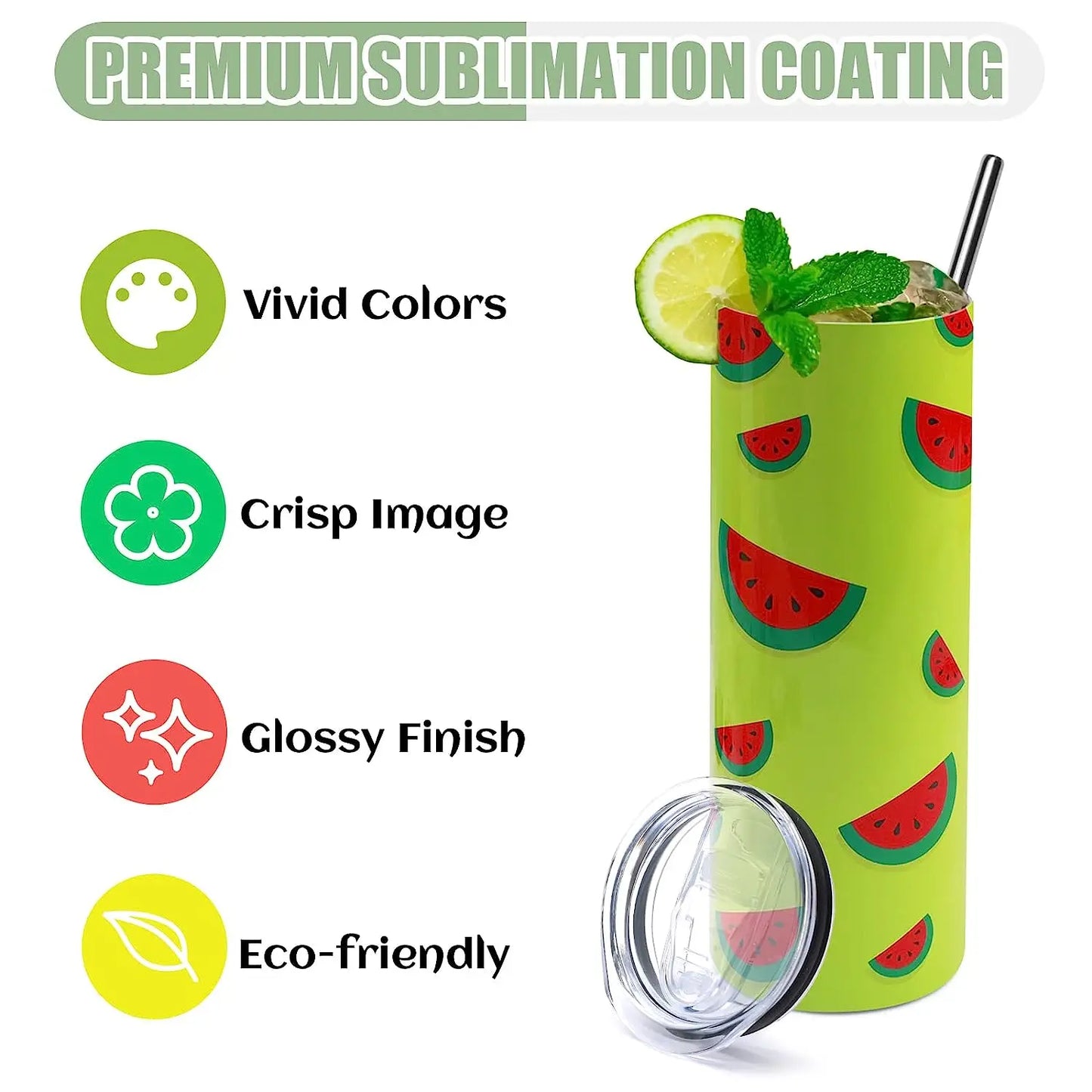 Sublimation Tumbler Blanks 8-Pack — 20oz Skinny Straight Stainless Cups — view 5 of drinkware