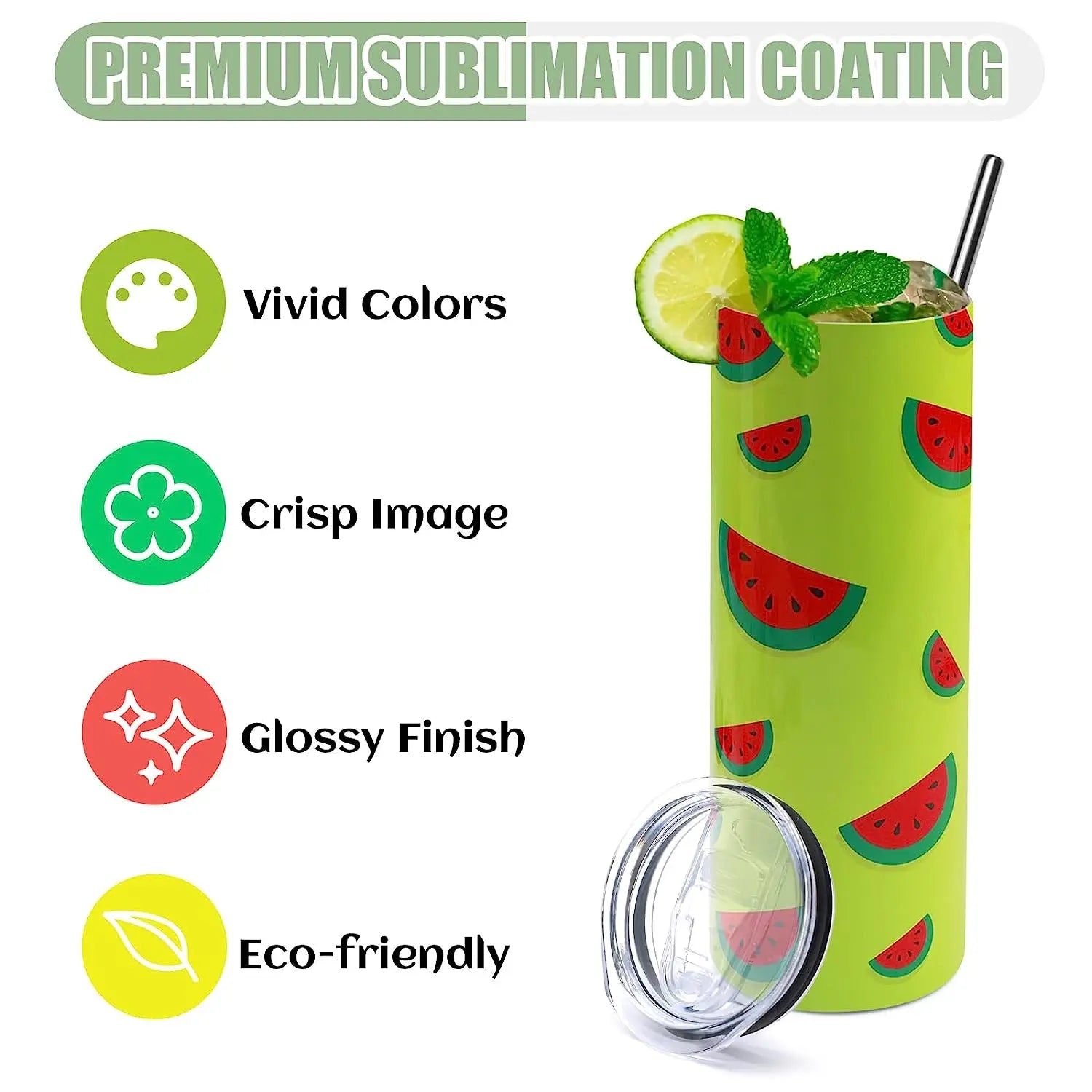 Sublimation Tumbler Blanks 8-Pack — 20oz Skinny Straight Stainless Cups — view 5 of drinkware