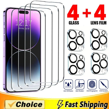 8-in-1 Tempered Glass + Camera Lens Protector for iPhone 11-17 Pro Max Total Kit — view 1 of screen protectors