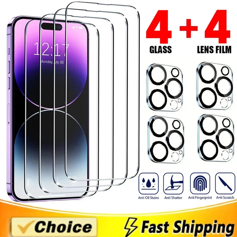 8-in-1 Tempered Glass + Camera Lens Protector for iPhone 11-17 Pro Max Total Kit — view 1 of screen protectors