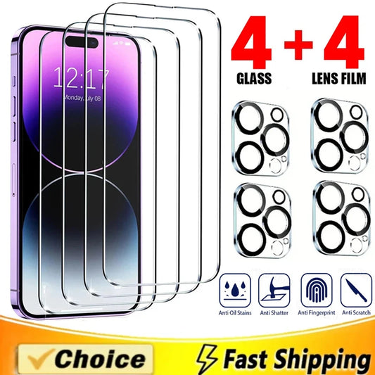 8-in-1 Tempered Glass + Camera Lens Protector for iPhone 11-17 Pro Max Total Kit — view 1 of screen protectors