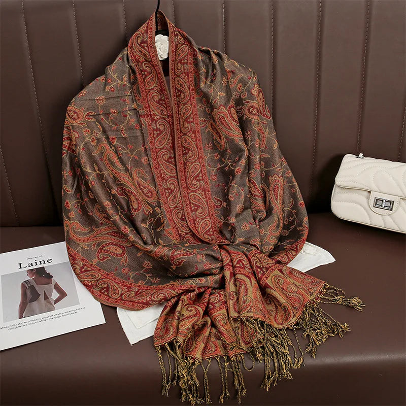 Hijab Scarf Long Pashmina — Lightweight Modest-Fashion Essential Cashmere Shawl Turban Head Wrap — view 18 of scarves & wraps