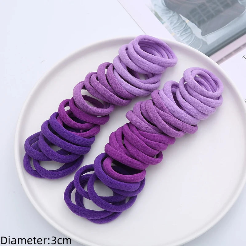 Black Elastic Hair Tie Set - 50pc No-Damage Hair Bands for Women