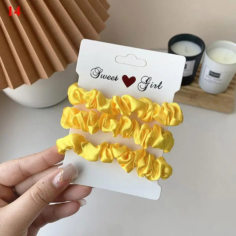3pcs Beautiful Rubber Hair bands Hair tie Hair Accessories Satin Elastic Pigtails Ponytail Summer Women Children Candy Color — view 8 of product