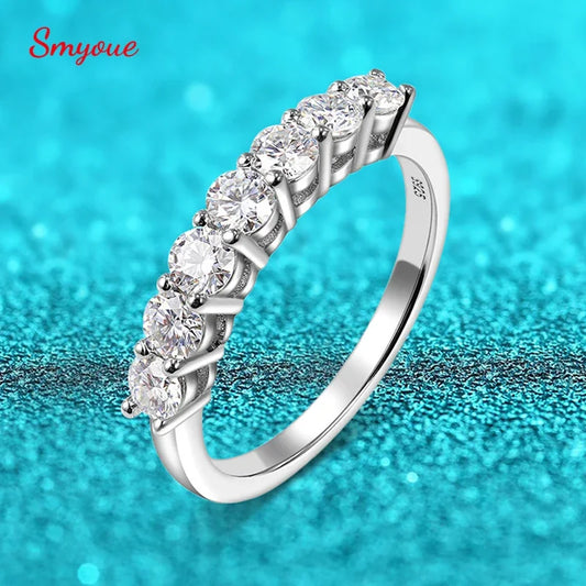 Smyoue Women's S925 Sterling Silver Moissanite Ring — 0.7CT 3mm Wedding Band Jewelry