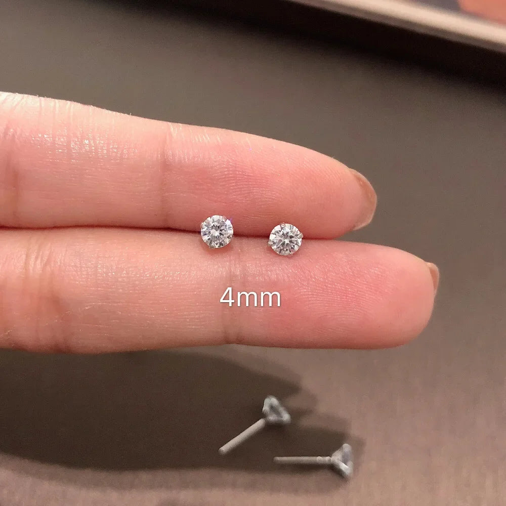 Women's 925 Sterling Silver Crystal CZ Stud Earrings — Tiny Clear Gemstone Jewelry — view 6 of jewelry
