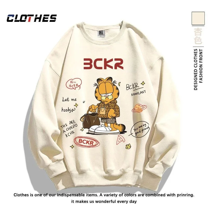 Cartoon Garfielded Printed Hoodie Fashion Garfields Cat Pullovers Oversized Sweatshirts  for Men Women Streetwear Tops Clothes