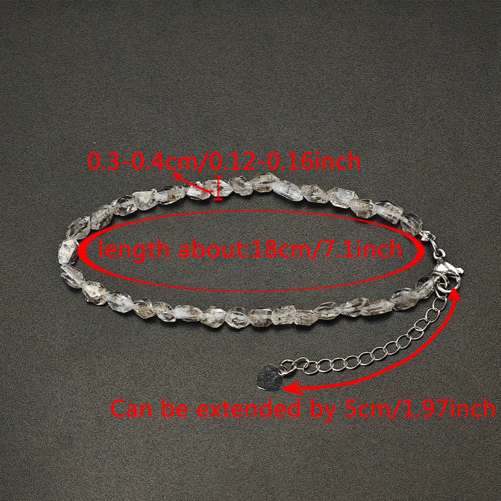 Crystal & Gemstone Herkimer Diamond Bracelet — Double-Pointed Quartz Hand Chain Jewelry — view 5 of crystal & gemstone