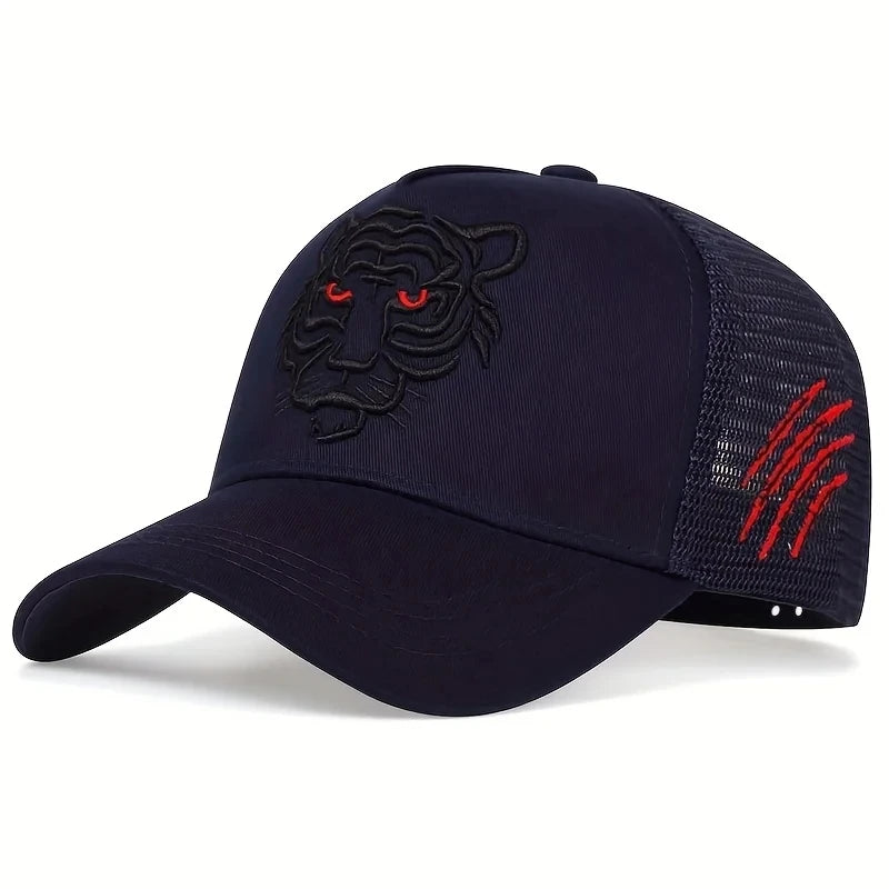 Tiger Head Embroidery Baseball Cap - Adjustable Outdoor Sun Hat for Spring & Autumn — view 5 of baseball caps