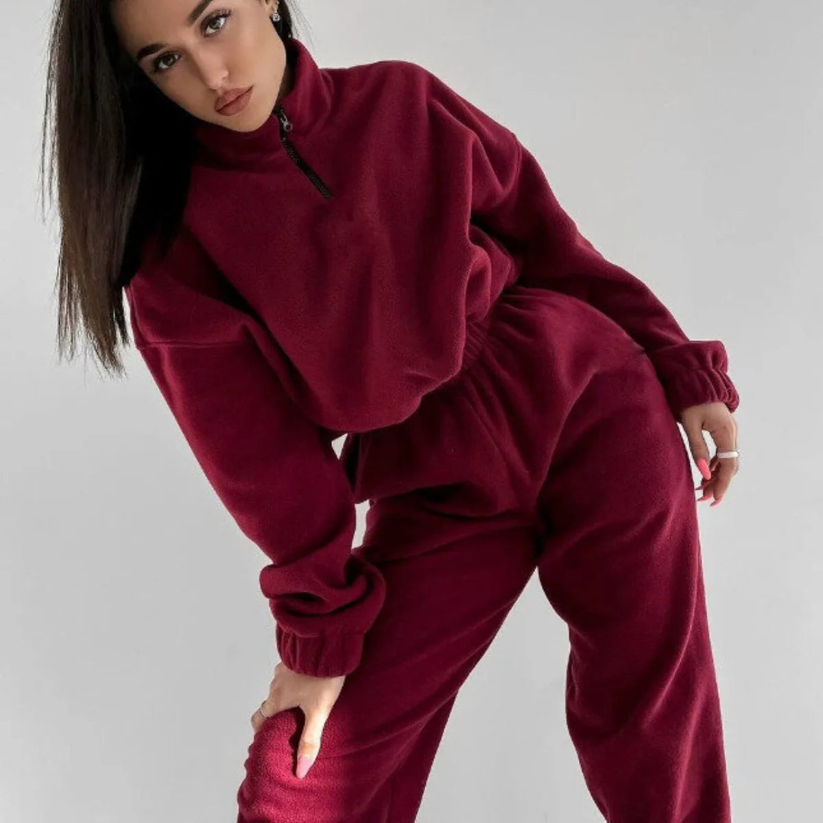 Women&rsquo;s 2-Piece Hooded Sweatshirt Tracksuit &mdash; Solid-Color Hoodie + Sweatpant Sportswear Set — view 2 of tracksuits