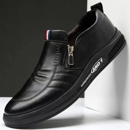 All-Season Men's Leather Loafers — Slip-On Business Casual Moccasins — view 1 of flats & loafers