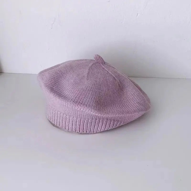 Flower Baby Beret Hat - Knitted Painter Cap for Infant Girls, Cute Toddler Princess Beret — view 6 of baby hats