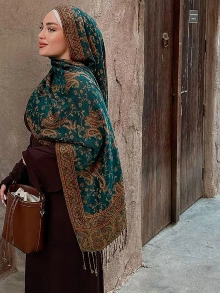 Hijab Scarf Long Pashmina — Lightweight Modest-Fashion Essential Cashmere Shawl Turban Head Wrap — view 4 of scarves & wraps