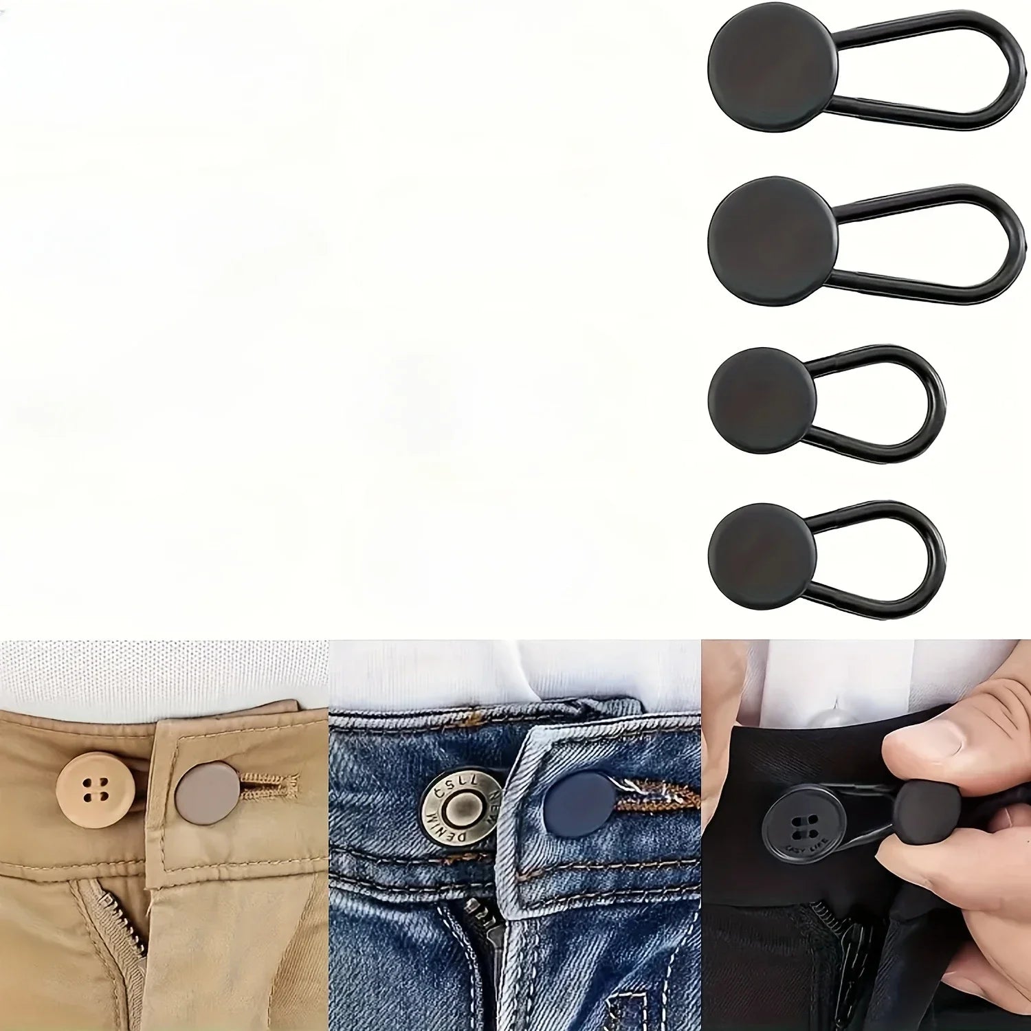 No-Sew Jean Waist Extender Buttons — Unisex Adjustable Pant Expander Pack — view 8 of accessories & jewelry
