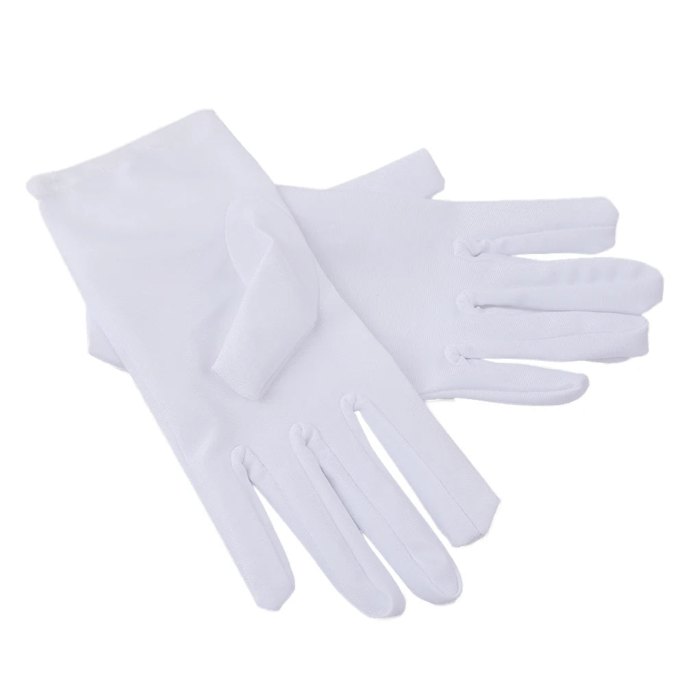 White Kids’ Spandex Elastic Gloves – Boys’ and Girls’ Stage Performance & Etiquette Gloves