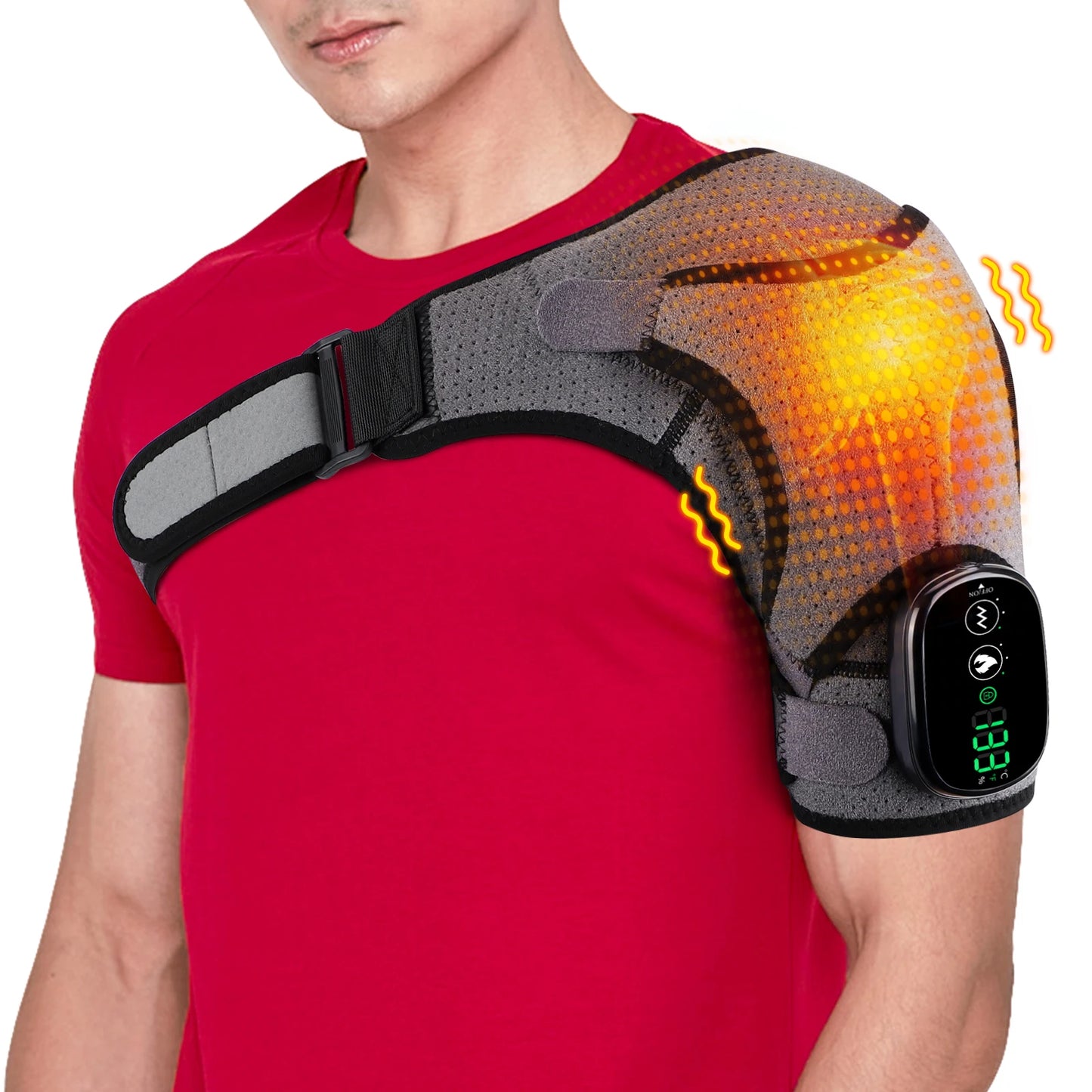 Heated Vibration Shoulder Massager Brace — Frozen Shoulder Therapy — view 7 of braces & support