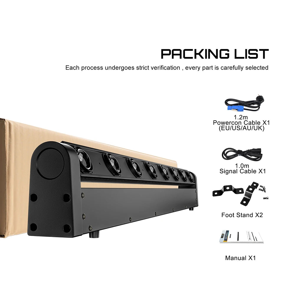 SHEHDS 8x12W RGBW Multicolor LED Bar Beam Moving Head Light With Flight Case Fast Shipping For DJ's Sets Venue Strong Daylight