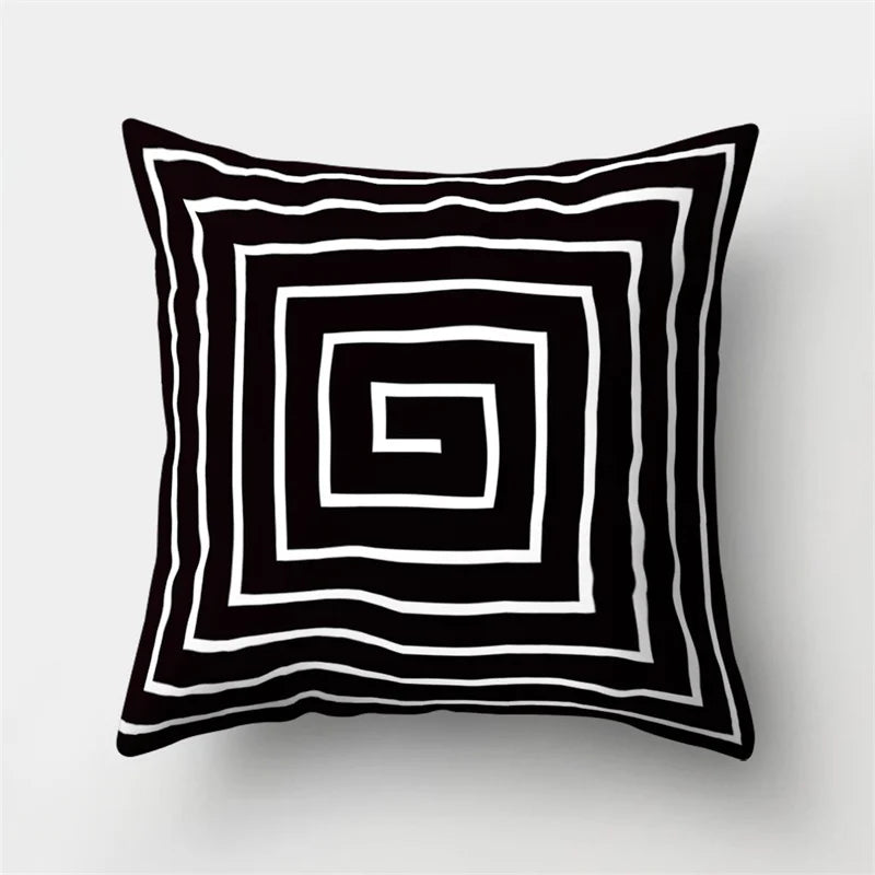 Black &amp; White Geometric Pillowcase &mdash; 45&times;45 cm Modern Sofa &amp; Office Cushion Cover — view 10 of cushion covers & pillow cases