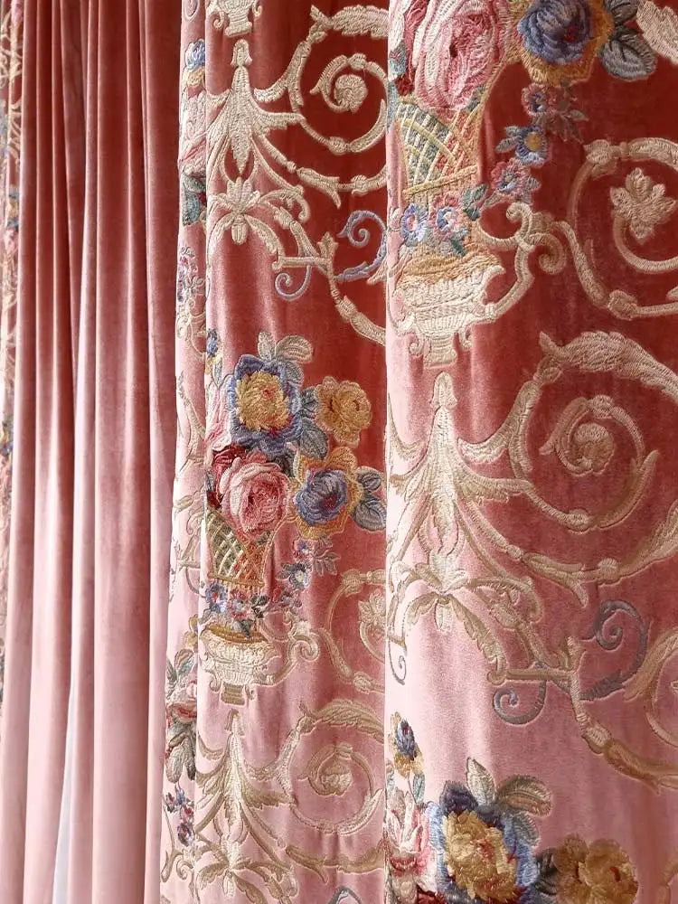 Palace Water Red Embroidered Velvet Curtains – Luxury Custom Drapes for Living Room & Bedroom