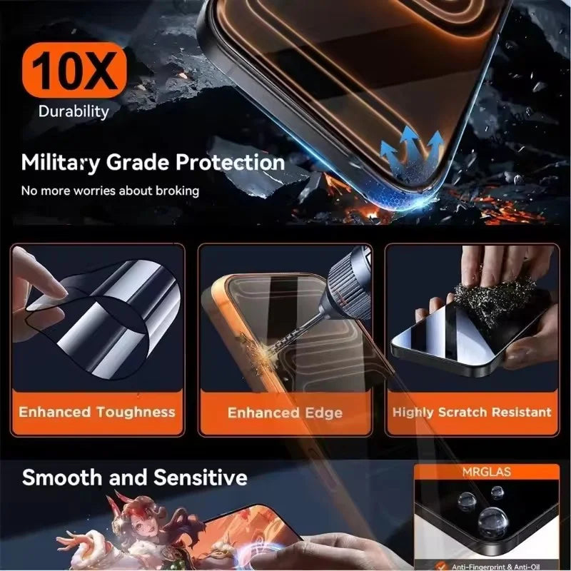 3Pcs Oleophobic Easy-Install Screen Protector for iPhone 17/16/15 Pro Max Matte — view 5 of screen protectors