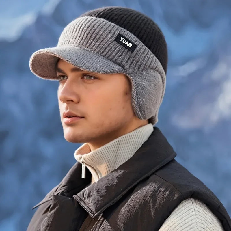 Dual-Tone Knit Baseball Cap — Fall Winter Texture Trend Dad Hat with Ear Protection Couples Set — view 10 of hats & caps