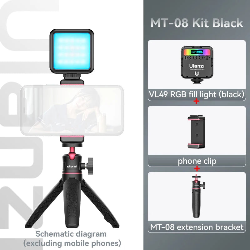 VL49 RGB LED Video Light – 2500K–9000K Magnetic Mini Fill Light (2000mAh, Type-C)