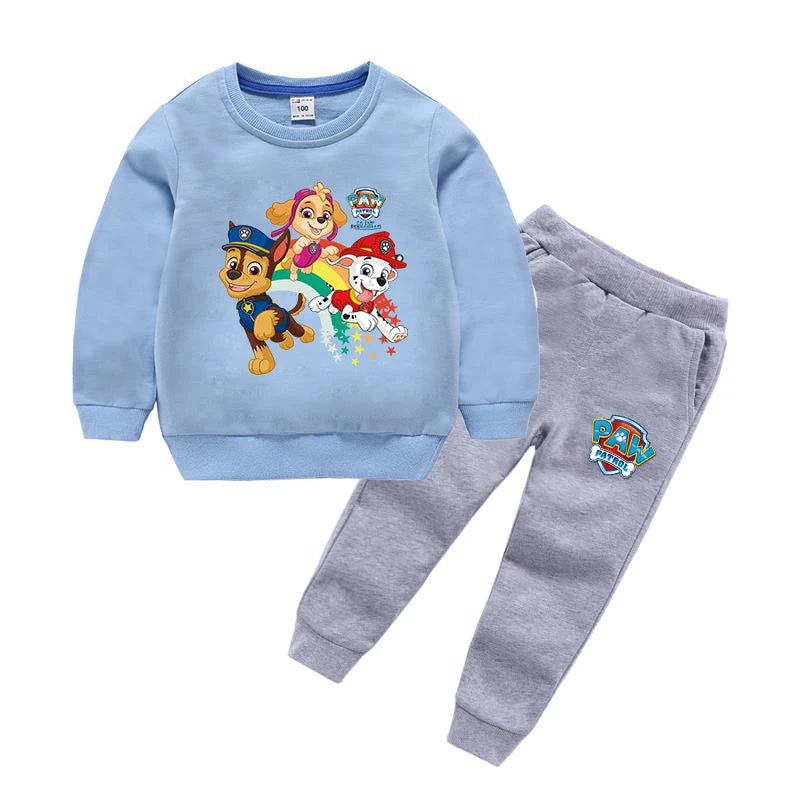 Paw Patrol Children Sets 2024 Autumn Boys/Girls Long sleeve t shirt Kids Kawaii Anime Clothing Sweatshirts and Pants Suits